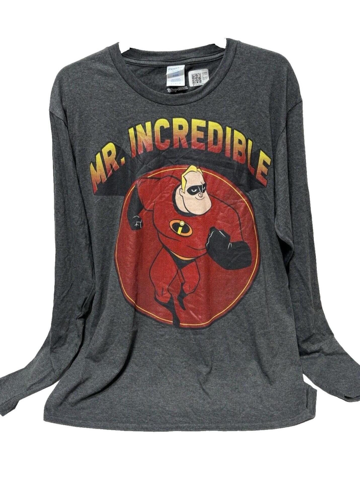 Mr. Incredible Men's Large Long Sleeved Grey Graphic Shirt - Brand New